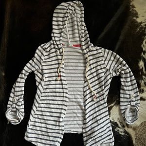 Maurices - white and blue stripe open front sweater. Waterfall front. SZ XXL